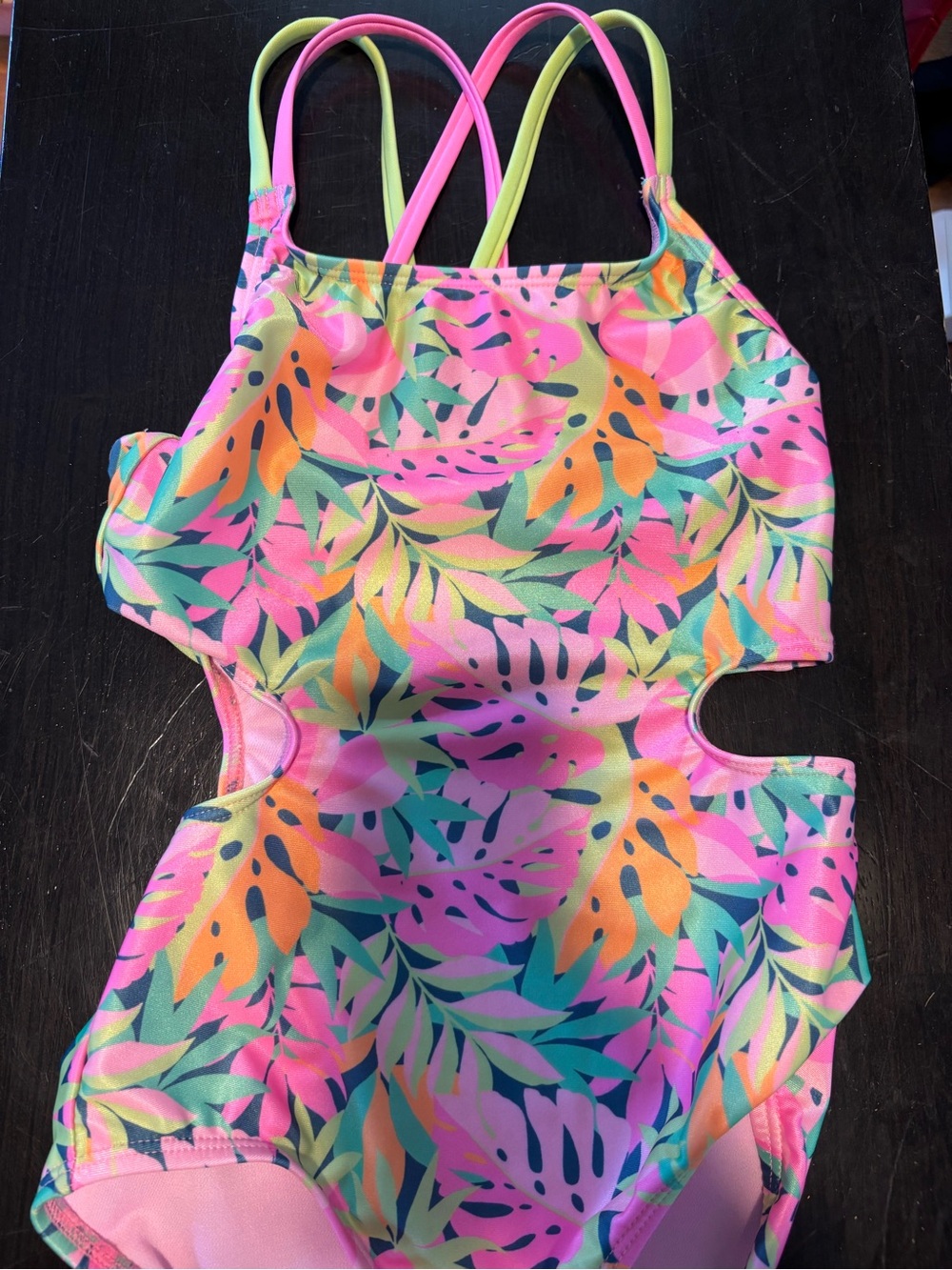 art class Girls One-Piece Swimsuit in  Tropical Print. Runs Small .